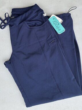 Cherokee Low Rise Straight Leg Drawstring Pant Petite 1123AP Navy NWT